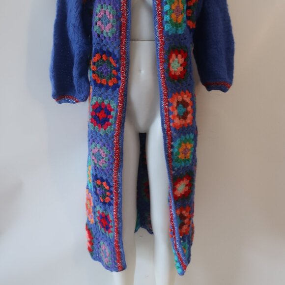 NWT Womens Tina Demel 79 Multicolor Crochet Stella Duster Cardigan Sweater OS - Picture 9 of 13